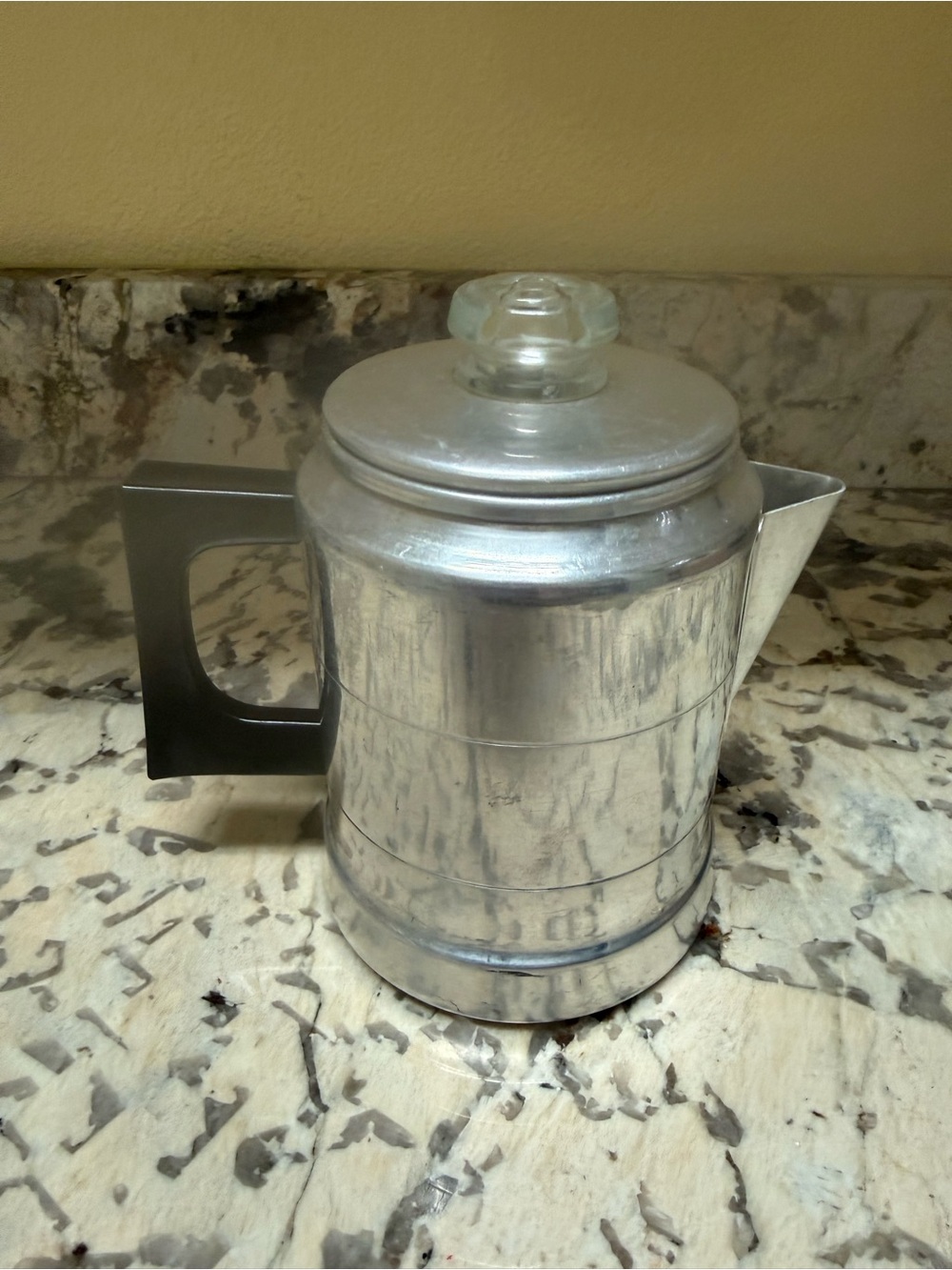 Aluminum Stovetop Coffee Percolator with Black Handle - Silver